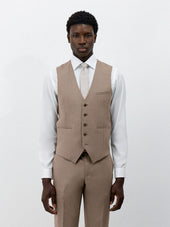 Gilet de costume en laine et soie beiges
