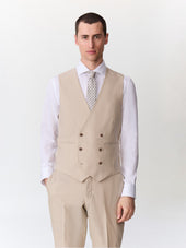 Gilet de costume croisé en laine beige