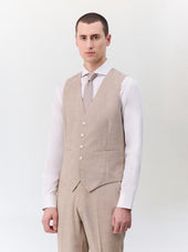 Gilet de costume en laine mélangée beige