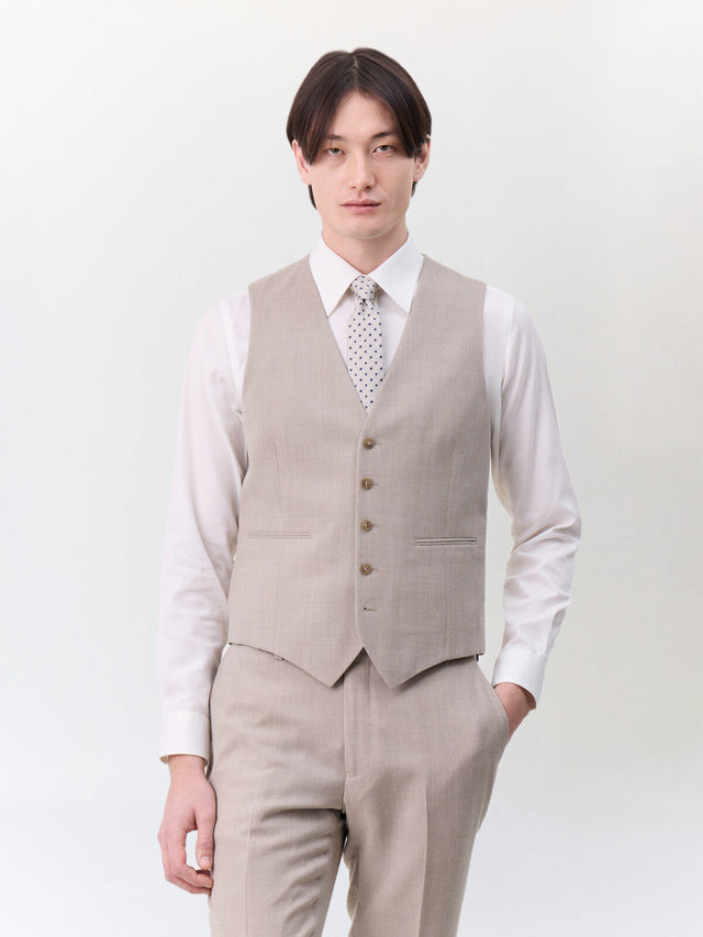 Gilet de costume en laine beige