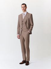 Gilet De Costume En Laine Beige Fonc