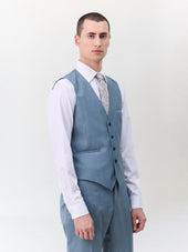 Gilet de costume en laine bleu céruléen