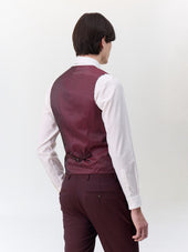 Gilet De Costume En Laine Stretch Bordeaux
