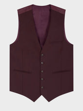 Gilet De Costume En Laine Stretch Bordeaux
