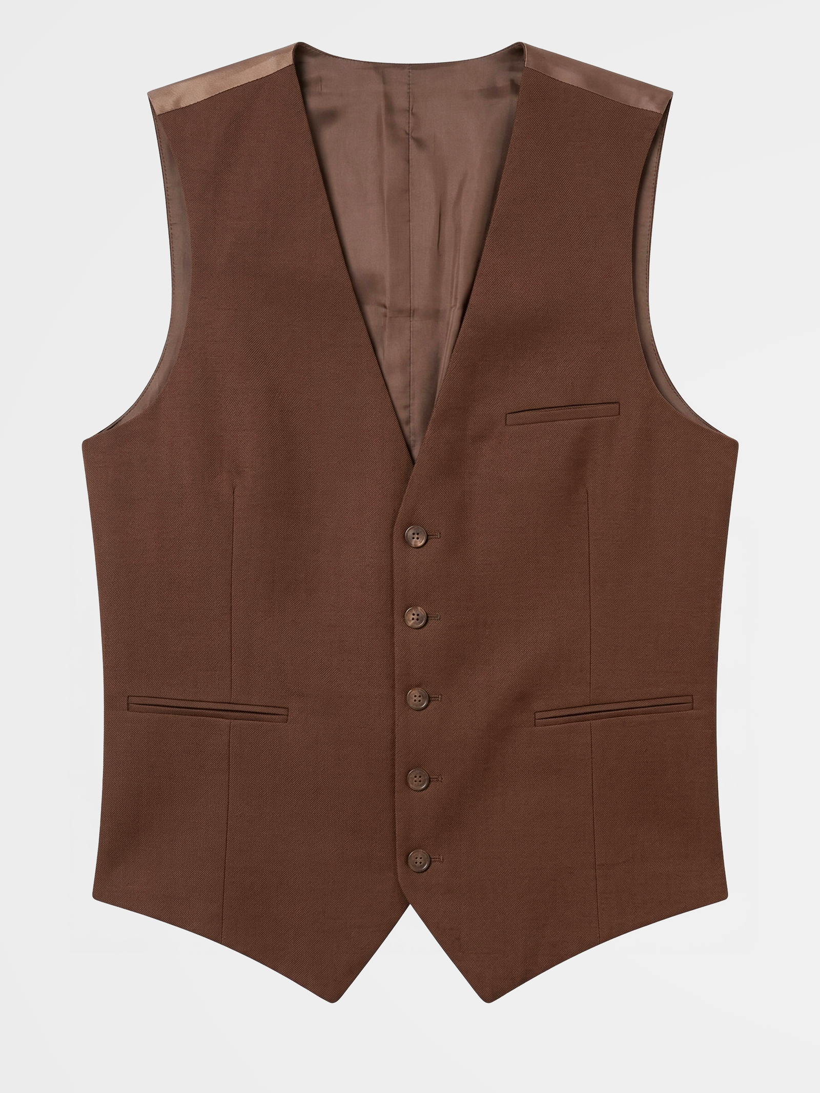 Gilet De Costume En Laine Stretch Marron