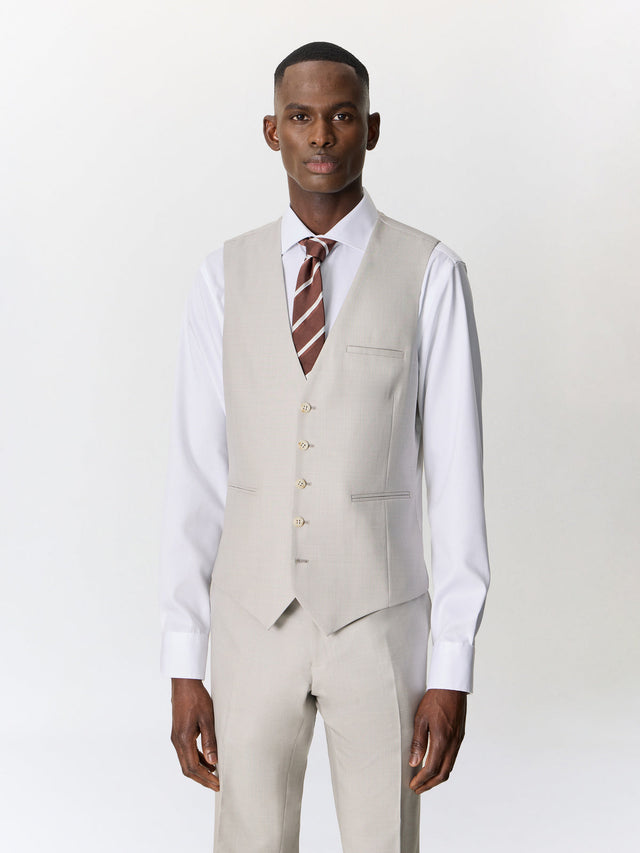 Gilet de costume en laine greige