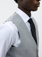 Gilet De Costume En Laine Et Soie Gris Clair