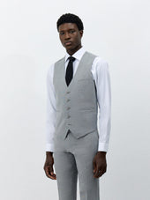Gilet de costume en laine et soie gris clair