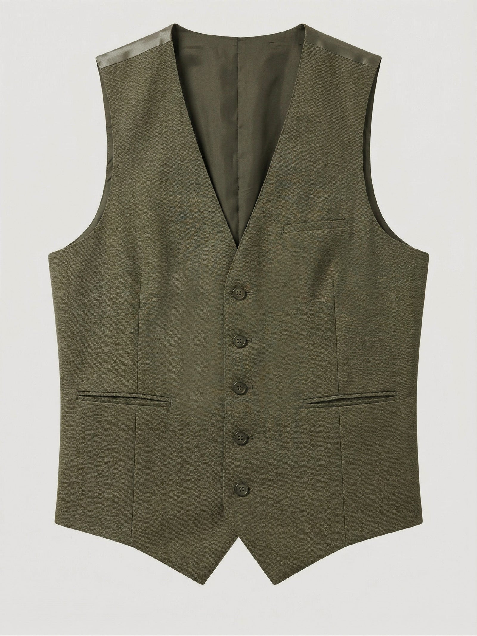 Gilet De Costume En Laine Stretch Kaki