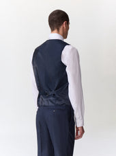 Gilet De Costume En Laine Bleu Marine Prince De Galles