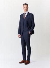 Gilet De Costume En Laine Bleu Marine Prince De Galles