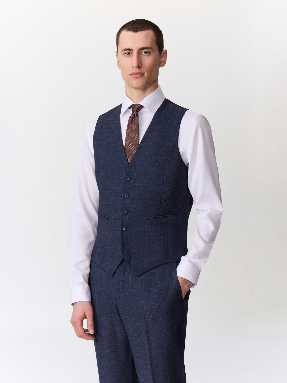 Gilet De Costume En Laine Bleu Marine Prince De Galles