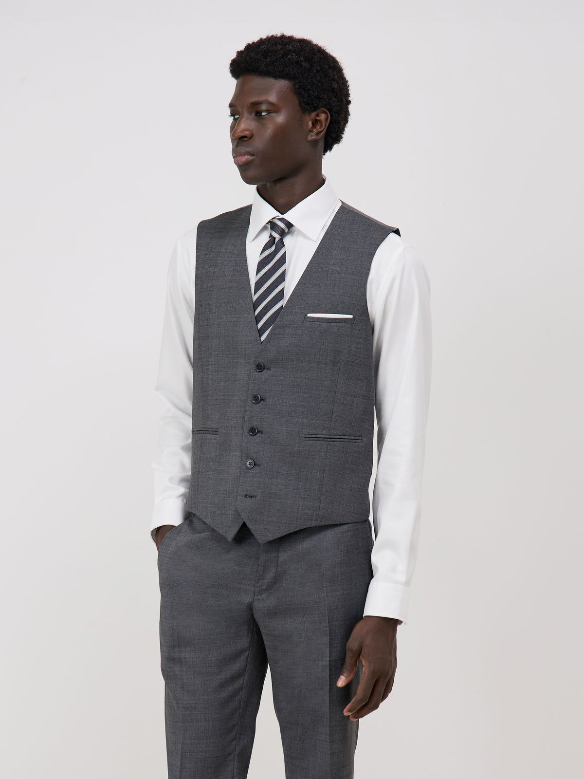 Gilet De Costume En Laine Grise Prince De Galles