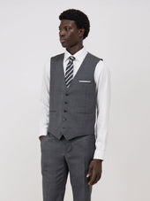 Gilet de costume en laine grise Prince de Galles