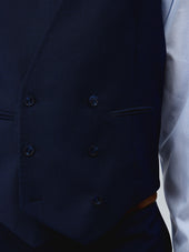 Gilet De Costume Crois En Laine Bleu Marine Prince De Galles