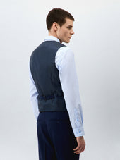 Gilet De Costume Crois En Laine Bleu Marine Prince De Galles