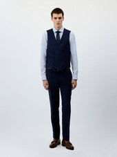 Gilet De Costume Crois En Laine Bleu Marine Prince De Galles