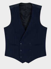 Gilet De Costume Crois En Laine Bleu Marine Prince De Galles