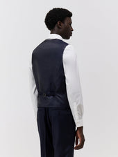 Gilet De Costume En Laine Bleu Marine Rayures