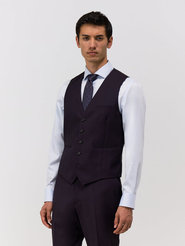 Gilet de costume en laine aubergine