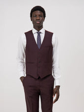 Gilet de costume en laine mélangée bordeaux