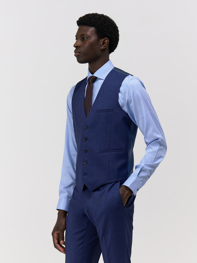 Gilet de costume en laine bleu cobalt