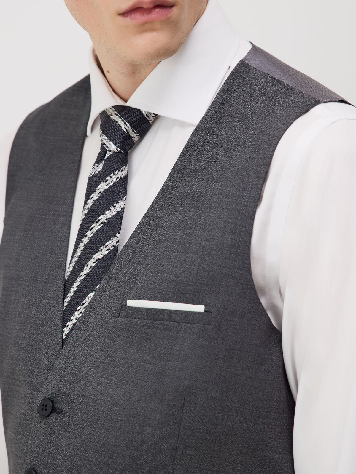Gilet De Costume Voyage En Laine Marzotto Unie Grise