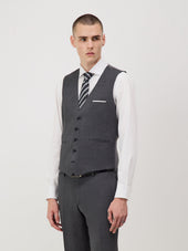 Gilet De Costume Voyage En Laine Marzotto Unie Grise