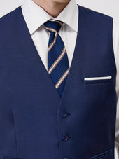 Gilet De Costume En Laine Marzotto Unie Bleu Indigo