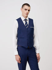 Gilet de costume en laine Marzotto unie bleu indigo
