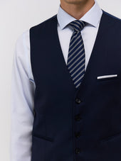 Gilet De Costume En Laine Marzotto Unie Bleu Marine