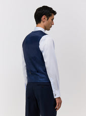Gilet De Costume En Laine Marzotto Unie Bleu Marine