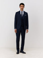 Gilet De Costume En Laine Marzotto Unie Bleu Marine