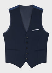 Gilet De Costume En Laine Marzotto Unie Bleu Marine