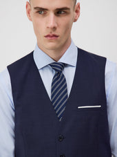 Gilet De Costume Voyage En Laine Marzotto Unie Bleu Marine