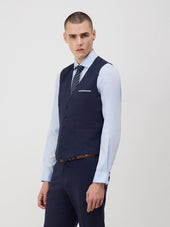 Gilet de costume voyage en laine Marzotto unie bleu marine
