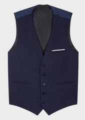 Gilet De Costume Voyage En Laine Marzotto Unie Bleu Marine