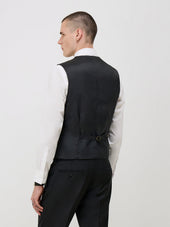 Gilet De Costume En Laine Marzotto Unie Noire