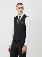 Gilet de costume en laine Marzotto unie noire