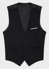 Gilet De Costume En Laine Marzotto Unie Noire