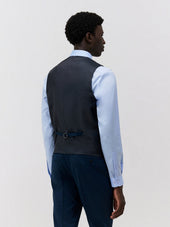 Gilet De Costume En Laine Stretch Bleu Prusse