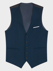 Gilet De Costume En Laine Stretch Bleu Prusse