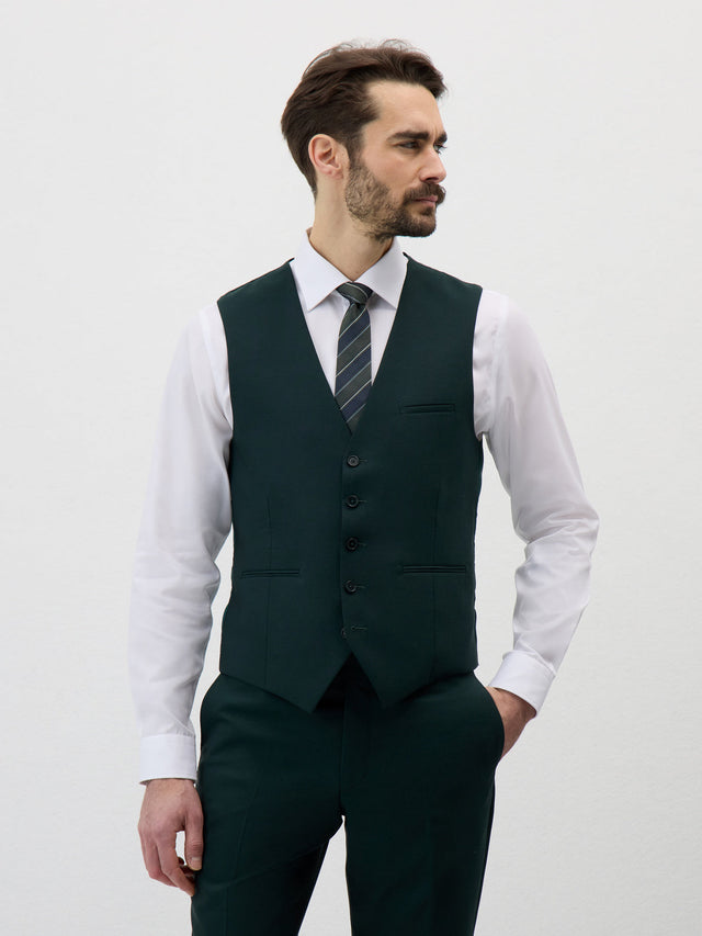 Gilet de costume en laine vert bouteille