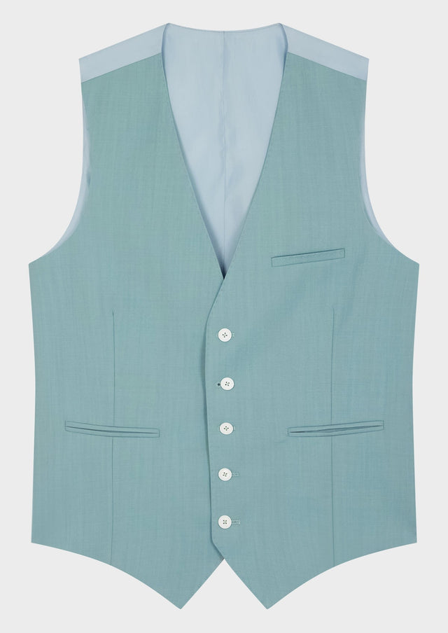 Gilet de costume en laine unie vert d'eau