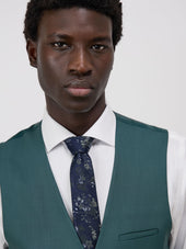 Gilet De Costume En Laine Unie Vert Bouteille