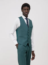 Gilet de costume en laine unie vert bouteille