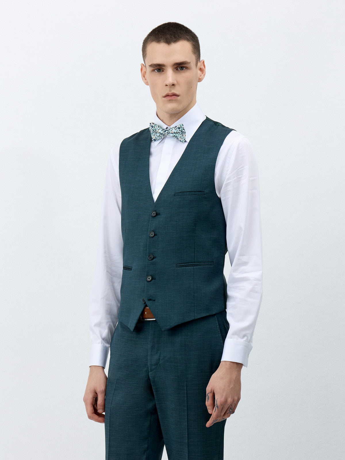 Gilet De Costume En Laine M Lang E Vert Bouteille