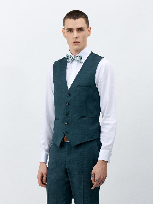 Gilet de costume en laine mélangée vert bouteille