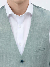 Gilet De Costume En Laine Et Lin Vert D Eau