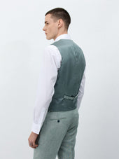Gilet De Costume En Laine Et Lin Vert D Eau